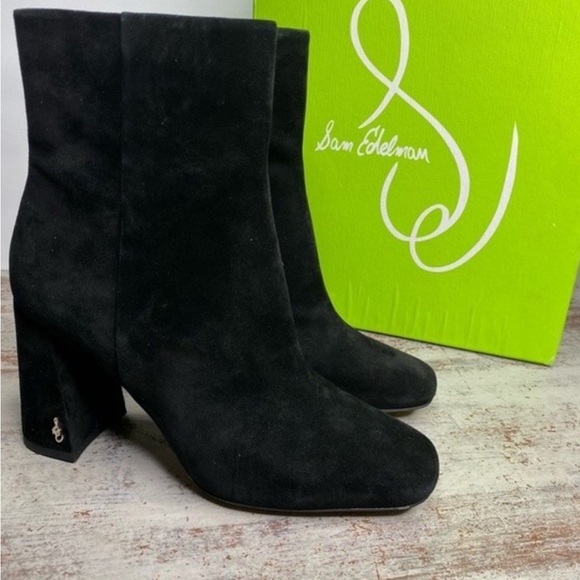 Codie Black Suede Ankle Booties Sam Edelman-Size 8 - Picture 1 of 8